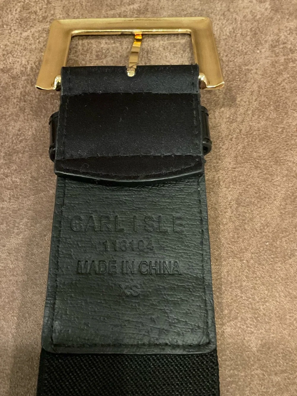 Carlisle Black Stretchy Belt with Gold Buckle XS